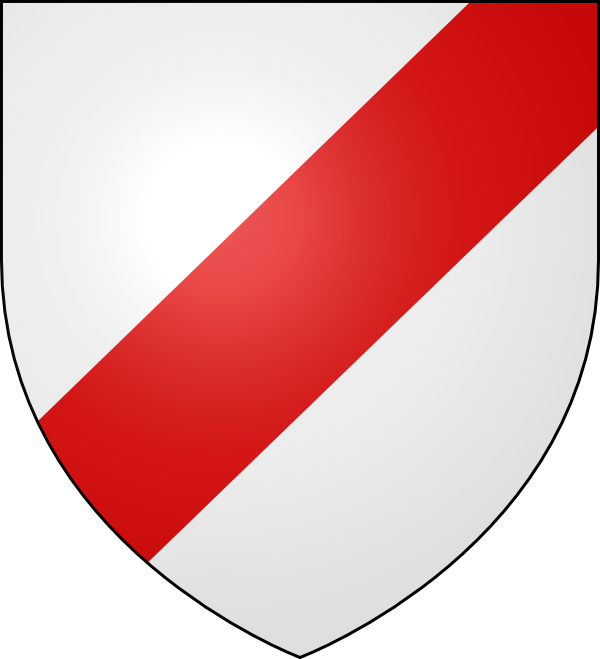 Argent a bend sinister gules.
